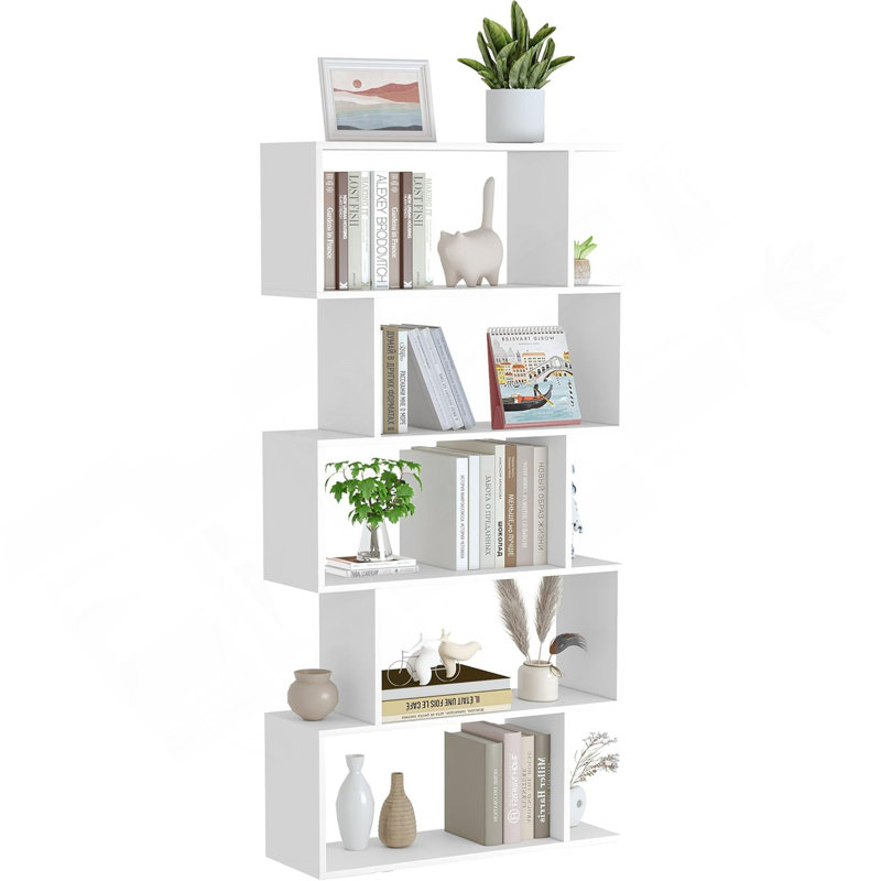 Five Layer Simple Household White Bookshelf, Cream White