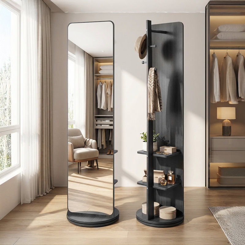 Square Floor Mirror, Black