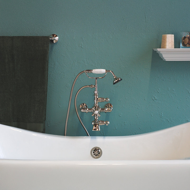 Thermostatic Wall Mount Tub Faucet with Handheld (P0894) by Strom Living, Chrome