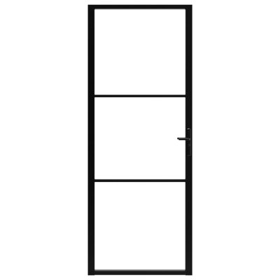 Porte intérieure en verre ESG et aluminium 29,9 po x 79,3 po noir