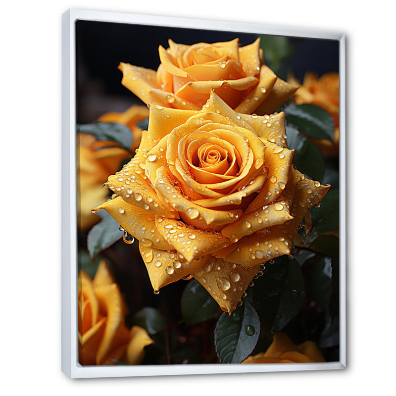 Dayvid jaune noir rose élégance I - imprimé, H 44 po x l 34 po x P 1,5 po, Cadre flottant blanc