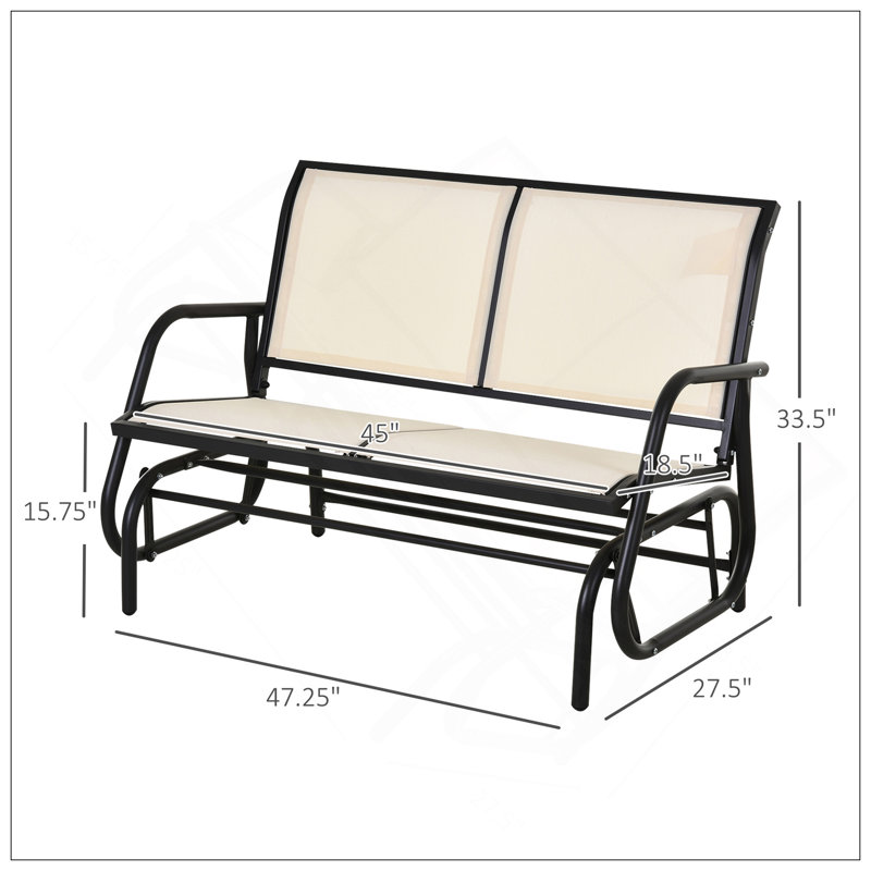 Banc oscillant pour 2 personnes, causeuse double à bascule de patio avec structure en acier thermolaqué pour porche de jardin