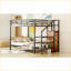 Lit superposé double au-dessus de double avec échelle de rangement latérale Garde-robe - Design noir pour économiser de l'espace