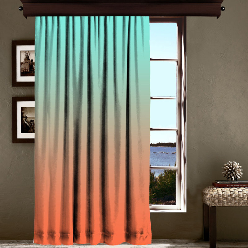 Semi Sheer Curtain, Blue/Orange