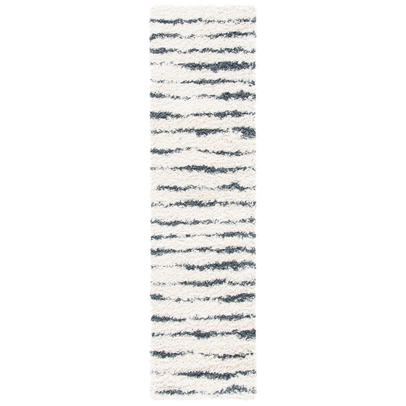 Tapis ivoire / gris foncé Siragan, Tapis de couloir 2 pi 2 po x 8 pi