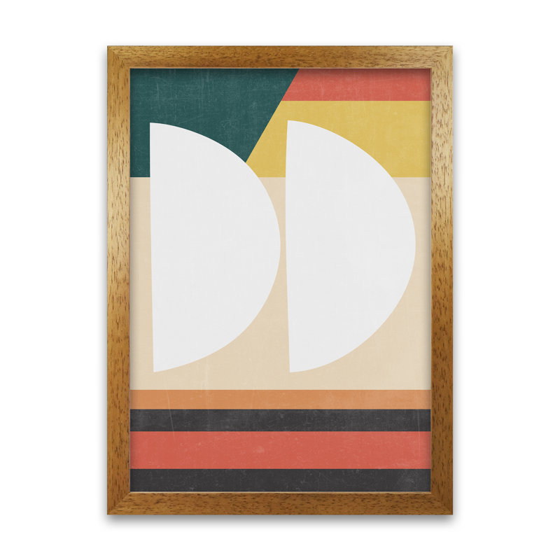 Mid Century Modern Art A - Print, 84cm H x 59cm W x 3cm D, Oak Frame
