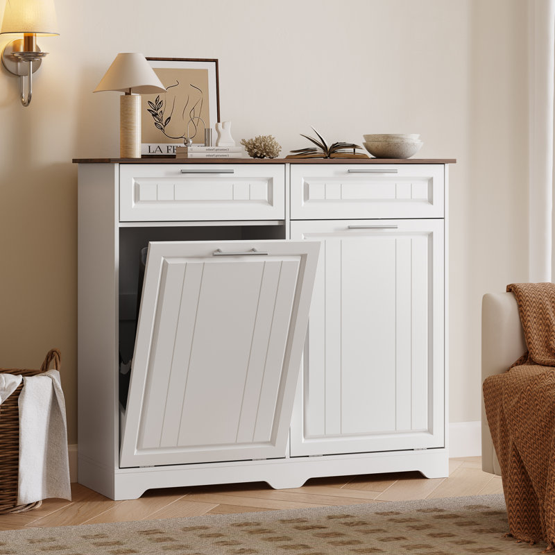 Armoire à poubelle à bascule de 20 gallons avec fonction désodorisante, 20 gallons, Blanc