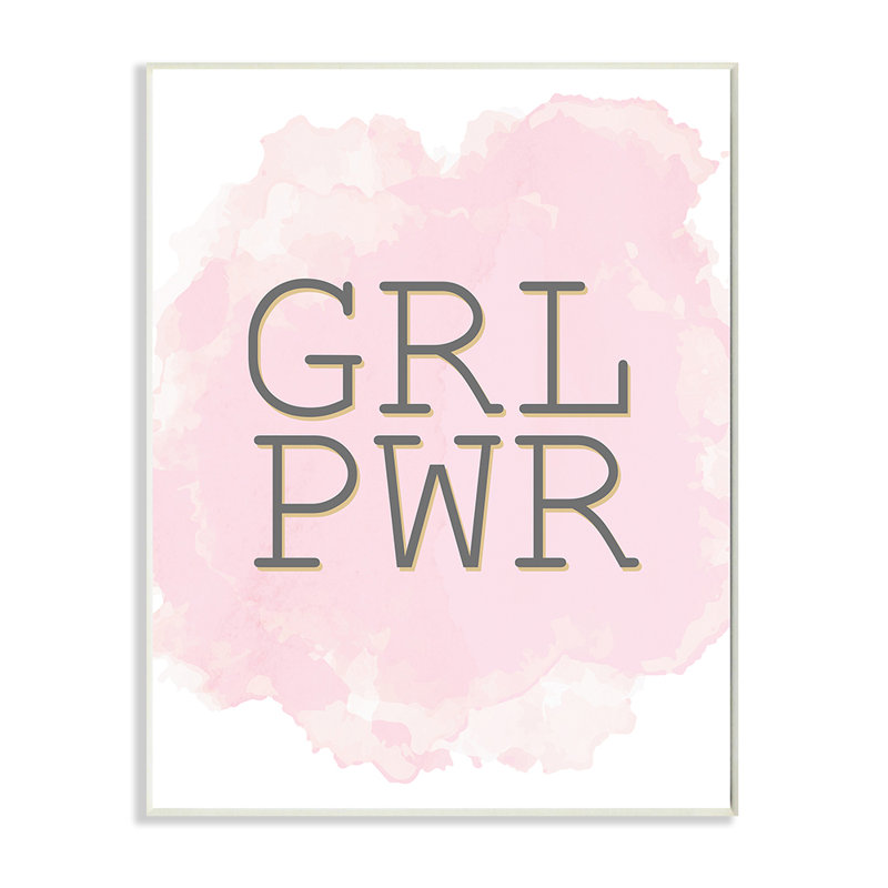 «Girl Power», abrégé sur texte abstrait, texture rose par Kim Allen - impression d'art graphique, H 20 po x l 16 po x 1,5 po
