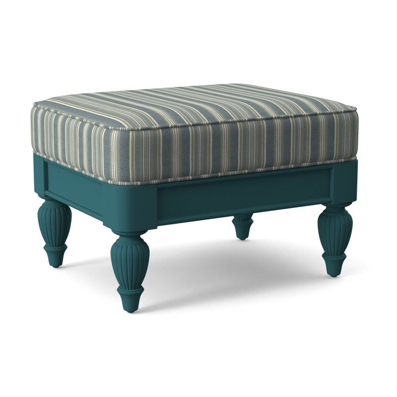 Grand View Ottoman, Java Finish, Green and Blue Stripe; 0252-54