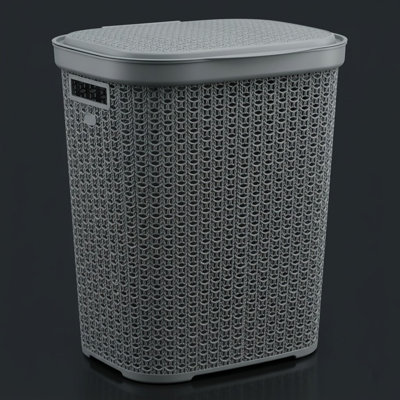 55L Black Laundry Hamper - Space-Saving Tall Basket for Dorms, Bathrooms, and Closets