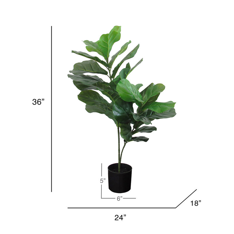 Figuier artificiel en pot, H 36 po x l 24 po x P 18 po