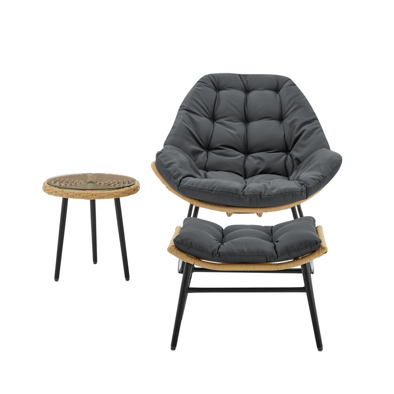 Ensemble de chaises berçantes 3 pièces Benson, Gris
