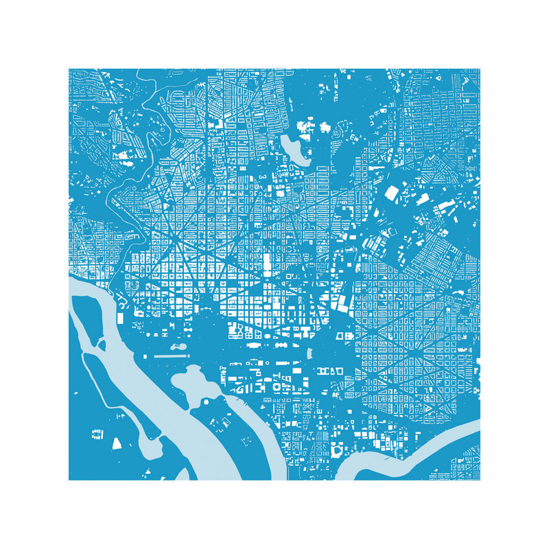 Washington D.C. Urban Map (Blue) by Urbanmap - No Frame Print on Canvas, 66.04 cm H x 66.04 cm W x 1.91 cm D