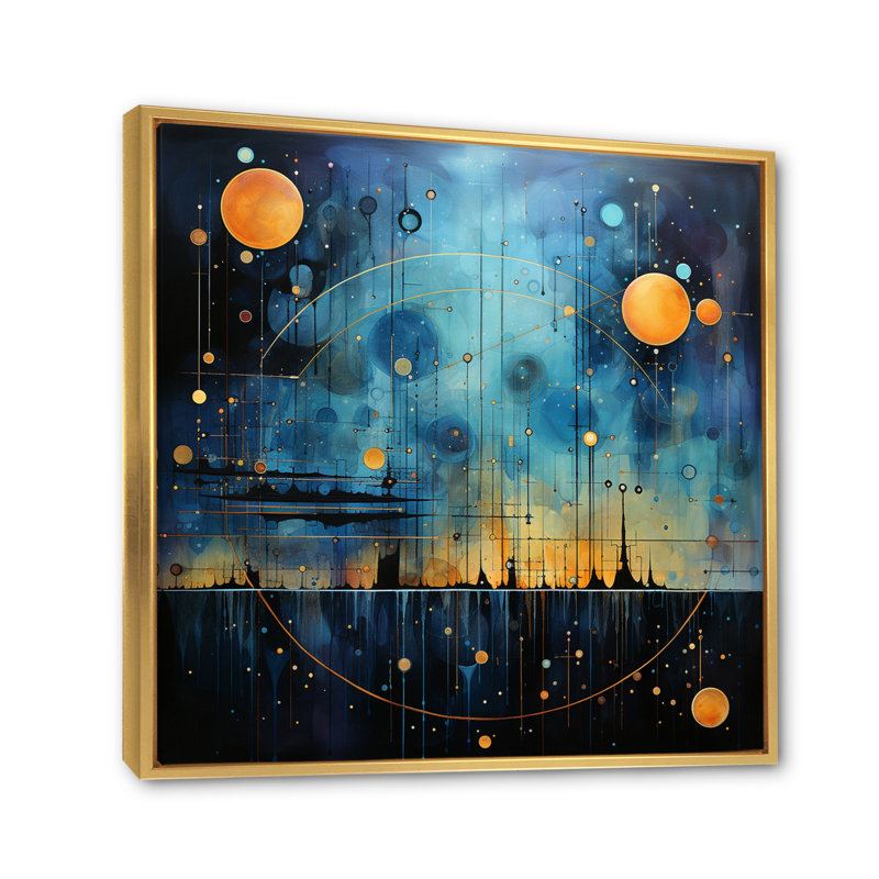 Astrologie alignement céleste sur toile, Cadre flottant doré, H 24 po x l 24 po x P 1 po