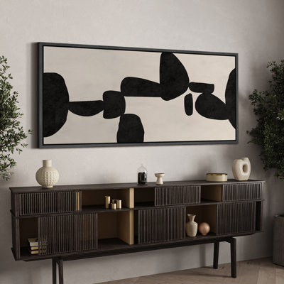 Abstrait abstrait géométrique noir Mid-Century