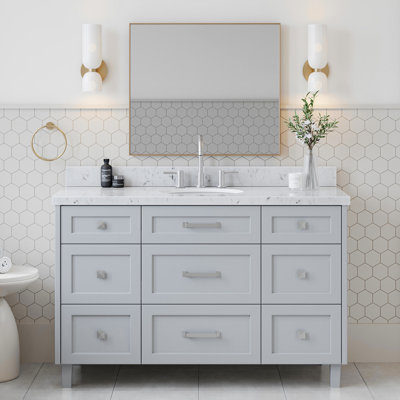 ARIEL Monrow Single Sink Bathroom Vanity with Carrara Quartz Top
