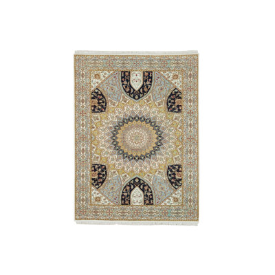 Tapis 100% laine noué à la main ivoire 4 pi x 6 pi 1 po Nain 250 KPSI BE19210387314A55915A5314281FF915