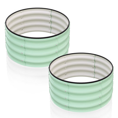 Jardinière surélevée 2 x 2 x 1 pi - Boîte à fleurs en métal galvanisé avec base ouverte pour légumes et fleurs, bordure en caoutchouc, ensemble de 2