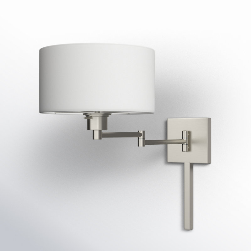 Kevyn Swing Arm Sconce, Brushed Nickel, Off White