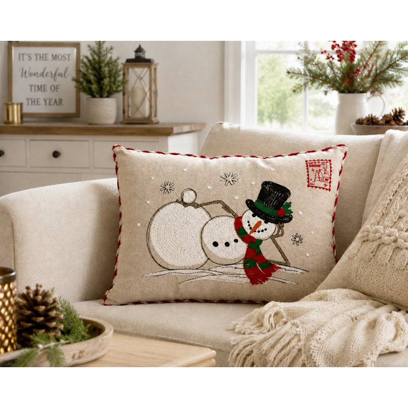 Embroidered Reversible Throw Pillow