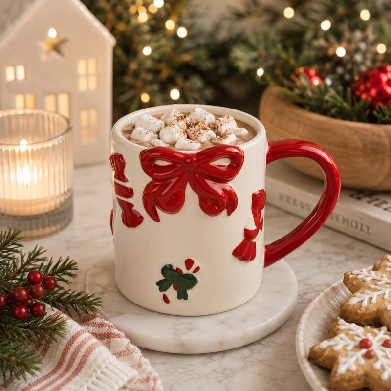 Tasse en céramique Candy Cane - tasse à café des Fêtes, verrerie décorative de Noël