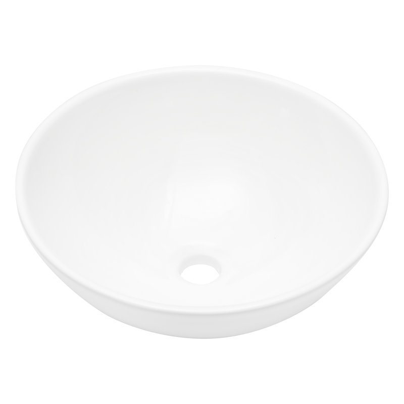 OUMUCH 16'' White Ceramic Circular Bathroom Sink