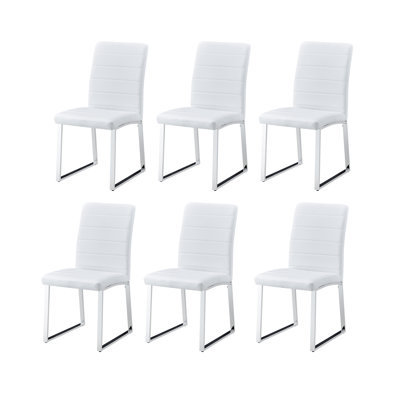 Dining Chairs Upholstered Side Chairs with Faux Leather Seat Cushion & Backrest