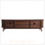 Meuble télé en rotin pour téléviseur de 75 po ou moins, console multimédia de style campagne moderne avec pieds en bois massif et rangement spacieux-129911930