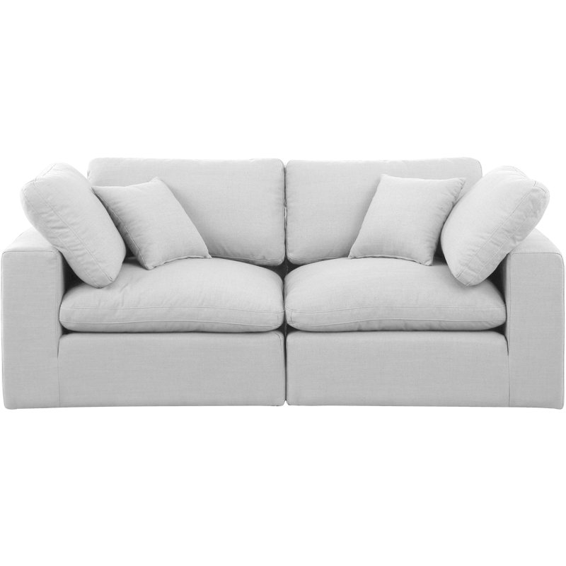 Canapé modulaire en lin texturé Iwana, Tissu texturé en lin blanc