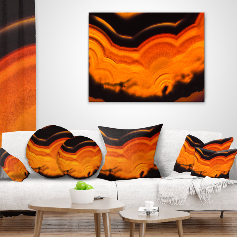 Agate Macro Orange - Abstract Printed Pillow