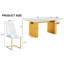 Ensemble de table et de chaises rectangulaire large avec plateau en verre à motif de pouces et grands pieds de table en bois aggloméré avec chaises avec sièges rembourrés en similicuir et pieds en métal