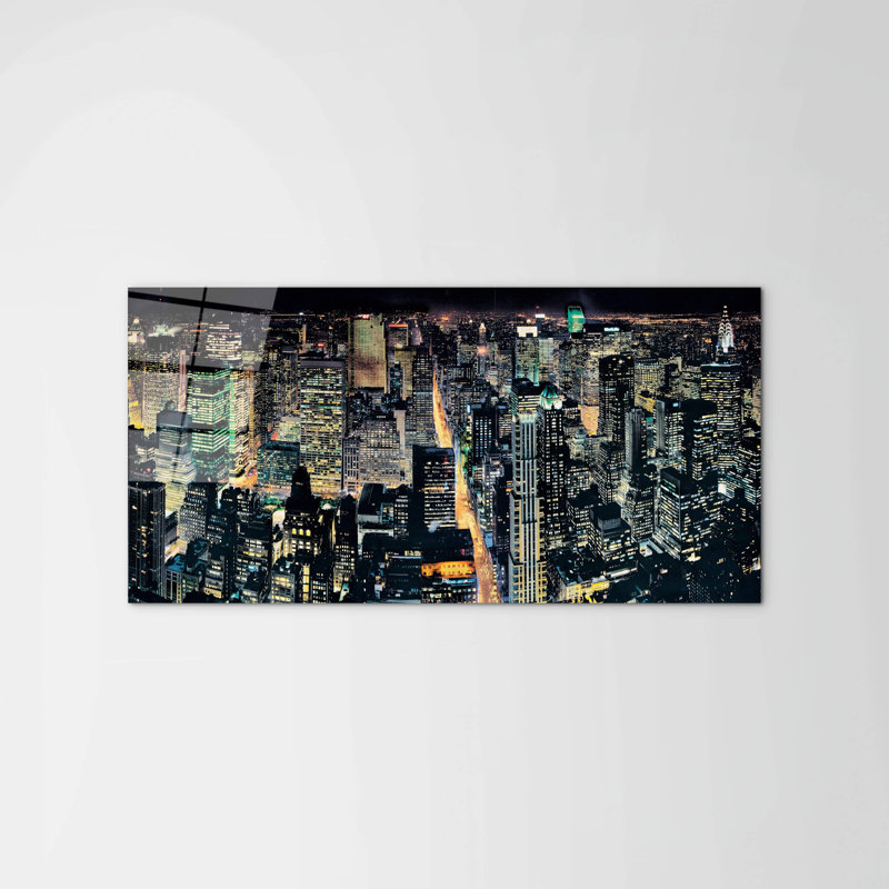 New York from Empire by Art Studio 50cm H x 100cm W High Quality Print on Frameless Panel, Lightweight, Ready to Hang