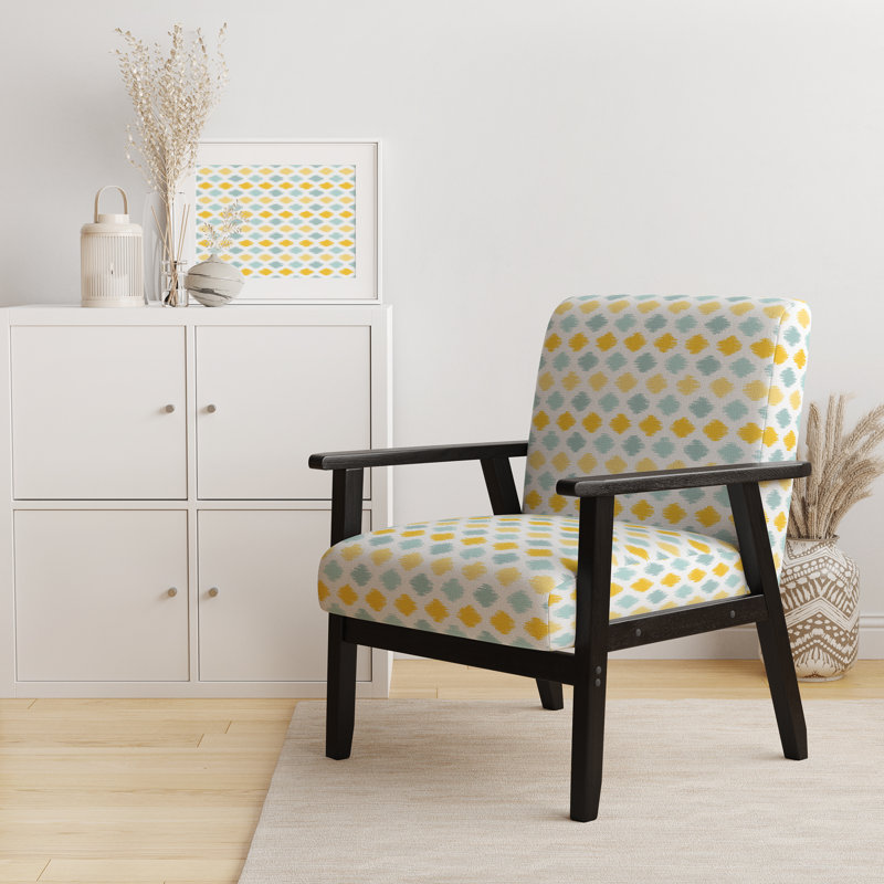 Fauteuil d'appoint à motif géométrique jaune et bleu