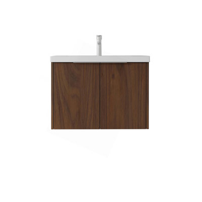 Meuble-lavabo flottant 24 po avec lavabo, porte à fermeture en douceur, lavabo en céramique, contreplaqué