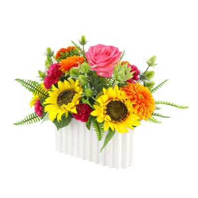 Mixed Floral with Sunflowers, Roses and Begonias