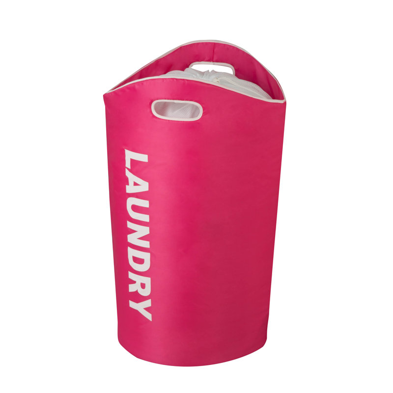 Fabric Laundry Hamper with Handles, Pink