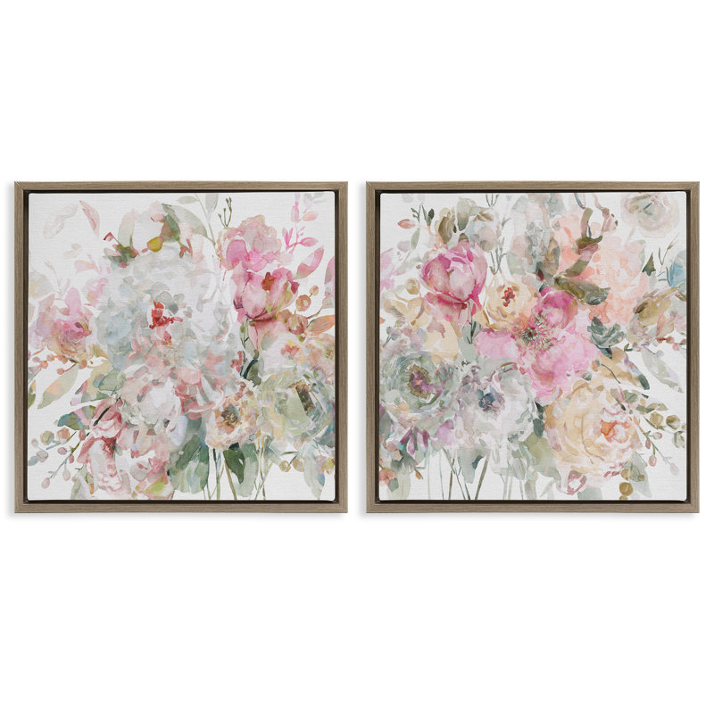 Cadre flottant 2 pièces Romantic Blush Botanicals, design par Carol Robinson, H 18 po x l 18 po