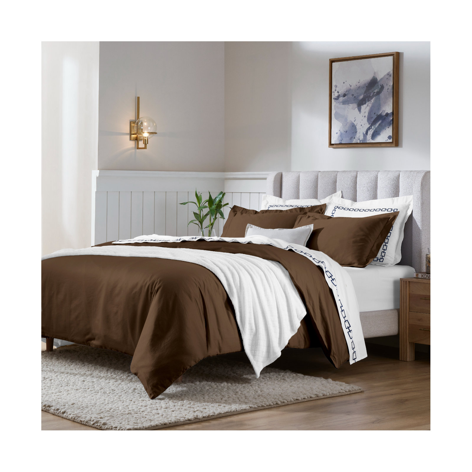 Duvet Cover Set, Chocolate, Twin Duvet Cover + 2 Standard Shams