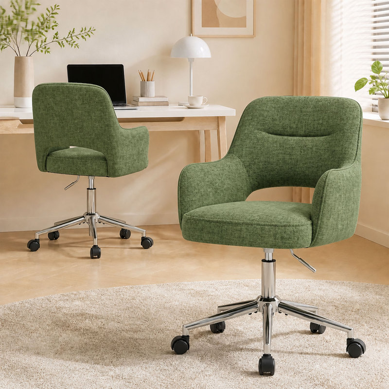 Brayden Studio Boucle Office Chair, Green