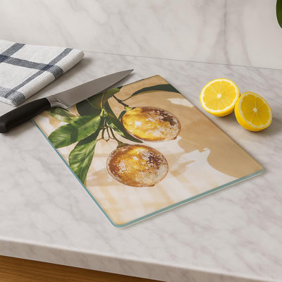 Durable Tempered Glass Cutting Board, 7.9 x 11.8 inches | 100% Antibacterial, Non-Slip Silicone Feet | Easy Clean Surface, Perfect for Food Prep & Kitchen Use, Not Dishwasher, Microwave, or Oven Safe