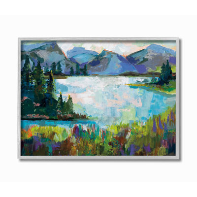 " Abstract Mountains And Lake Pine Landscape Painting " by Danhui Nai