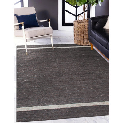 Lashieka Brown Flatweave Wool Contemporary Transitional Hand-Woven Area Rug