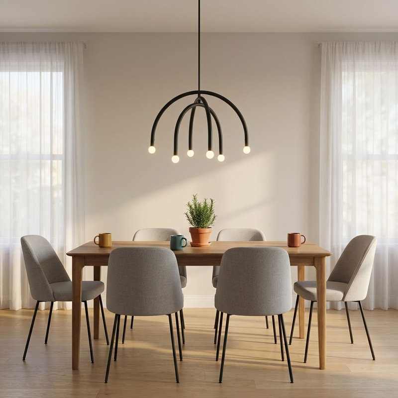 Yula 6-Light Chandelier in Matte Black, Matte Black, E12/Candelabra, No