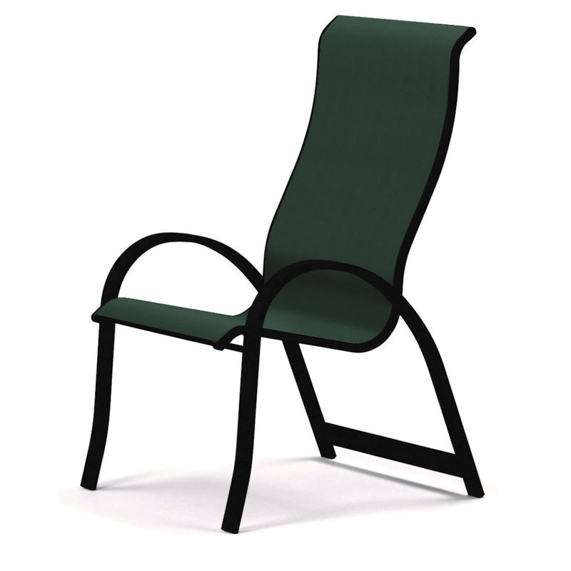 Aruba 1 Outdoor Dining Armchair, Forest Forest Green 22D Sunbrella®, Textured Black