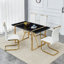 Ensemble de salle à manger 5 pièces rectangulaire moderne ultrabrillant avec chaises en porte-à-faux en similicuir-691350973-695207122