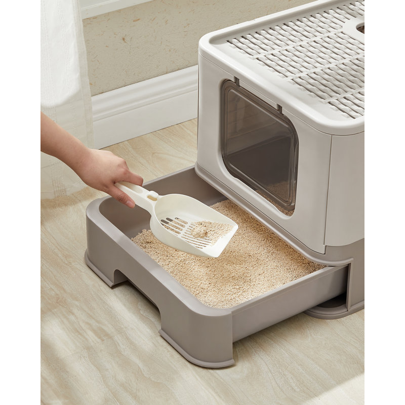 Polypropylene Litter Box with Scoop, Grey