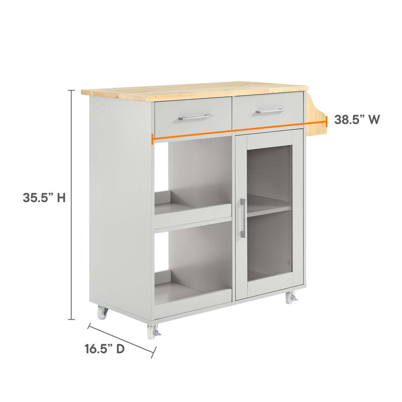 Culinary Kitchen Cart With Spice Rack by Modway, Light Grey