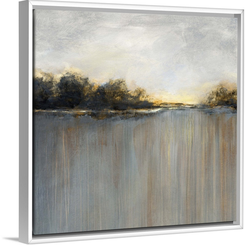 Rainy Sunset I - reproduction d'art sur toile, Cadre flottant blanc, H 17,7 po x l 17,7 po x P 1,75 po