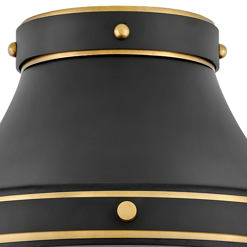 Oliver 14" Flush Mount Ceiling Light w/ Etched Opal Glass, Black