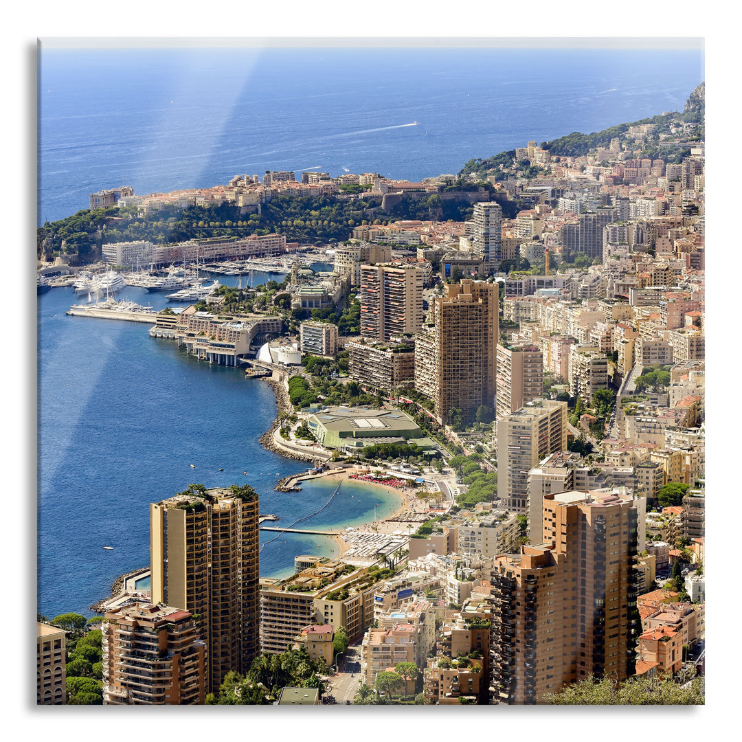 Glasbild Blick auf Monte Carlo